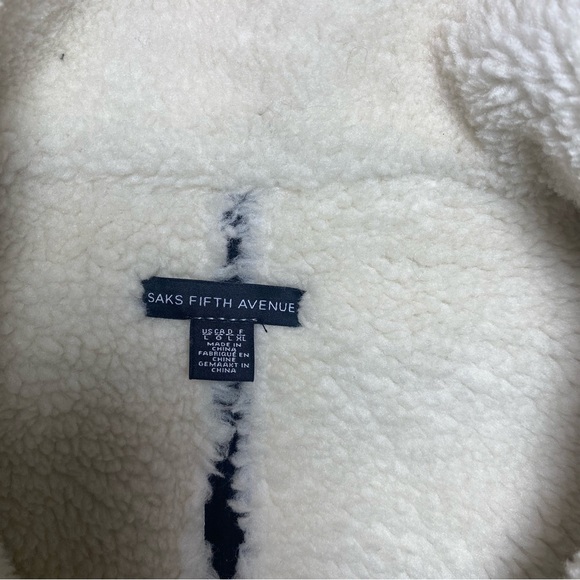 Black Shearling Jacket with White Trim - Picture 7 of 11